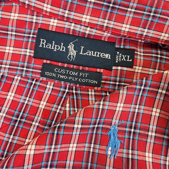 Ralph Lauren Other - Ralph Lauren Men's‎ XL Custom Fit Red Blue Plaid Long Sleeve Button Shirt